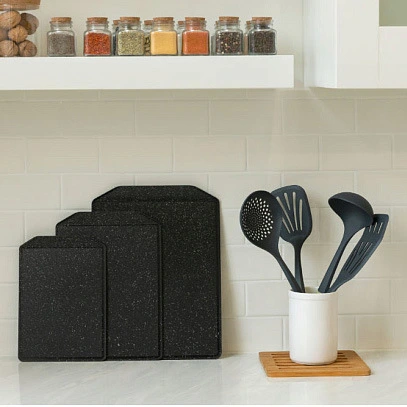 Доска разделочная пластиковая 3021,5см FLEX черный гранит_5