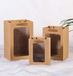 Пакет для цветов и подарков "Искренний подарок" 20*16*30 см, коричневый