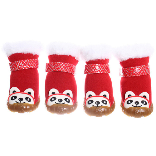Ботинки зимние для животных МОДНЫЙ БРО, на липучке, цвет красный, размер 5, 6см_6