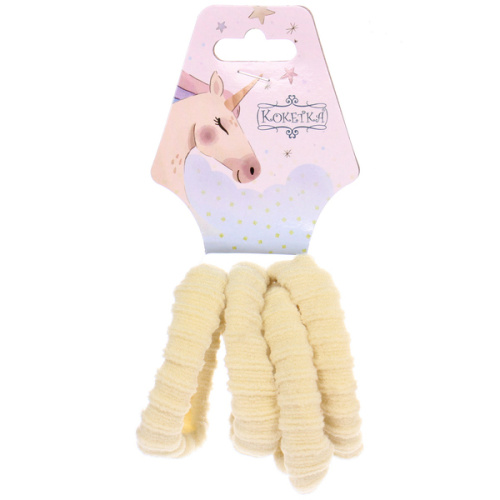 Резинки для волос детские 4шт "Raili fashion", цвет молочный, d-4см (подвес единорог)