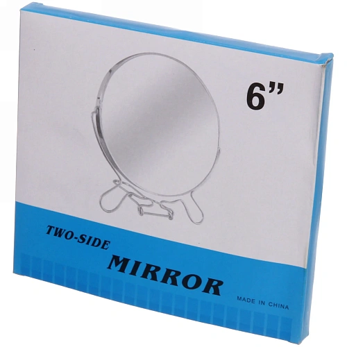 Зеркало настольное в металлической оправе Практика круг, подвесное, двухстороннее d-14см_14