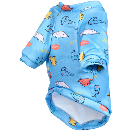 Кофта - толстовка для мелких пород собак BRO Style, принт динозаврики, р 2XL (на флисе)_9