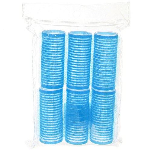 Бигуди липучки, 6шт, однотонные, цвет голубой, d-2,5см_4