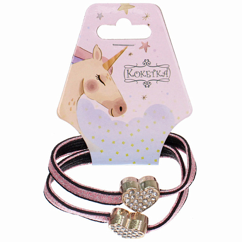 Резинки для волос 2шт МАЛЬТА, сердечки, микс 6 цветов, d-5,5см (подвес Единорог)_7