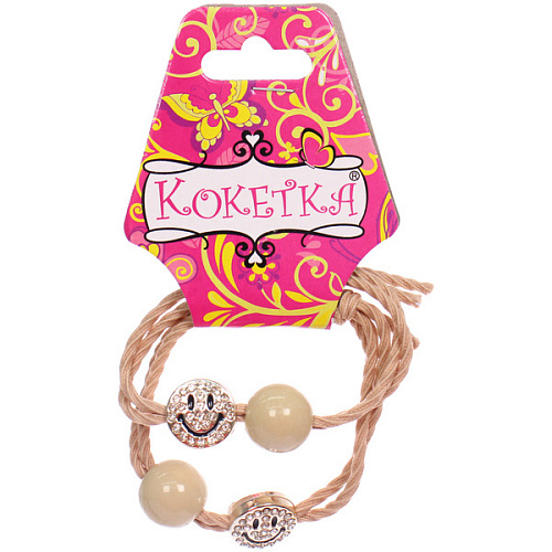 Резинки для волос 2шт ФАНТЕЭГРО, смайл, цвет черный, молочный и коричневый, d-55см (Кокетка)_5