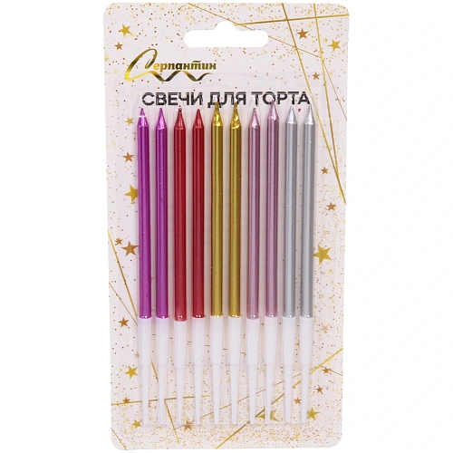Свечи в торт "Элегант" 13.5 см, микс