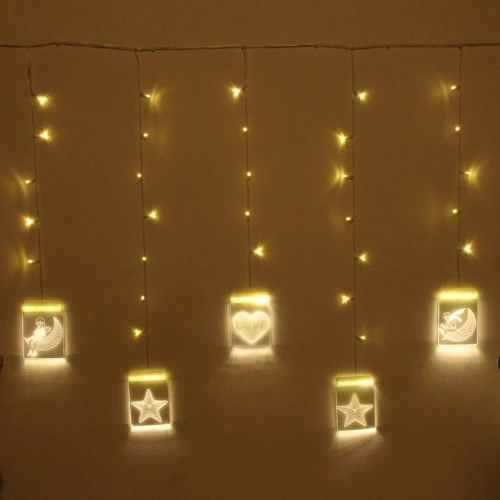 Гирлянда для дома БАХРОМА ш2,0м* в90/70см 36 ламп LED "3D Фантазия",8 реж., с пультом Д/У, IP-20, Теплый белый (USB)