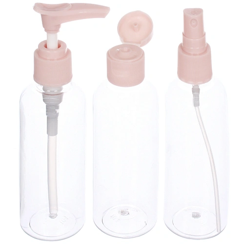 Флаконы дорожные в ZIP пакете 3шт COMFORT, цвет крышек розовый, (1003мл)_5