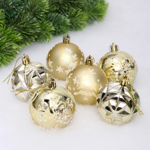 Набор шаров "Вивальди" 6 см (в наборе 6 шт), Золото