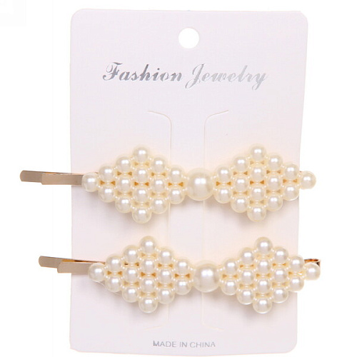 Зажимы для волос 2шт KRASA - Akss, ромбики, цвет белый, 82,5см_5