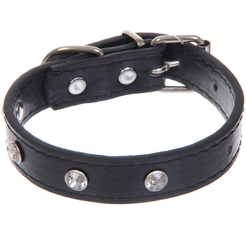 Ошейник для собак и кошек со стразами На стиле, цвет черный, 2см, размер XS, 2025см (лейбл)_4