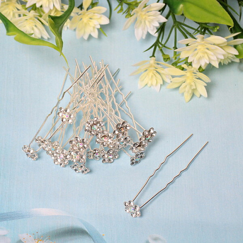 Шпильки для волос в тубе 20шт Hair Beauty, цветочек, цвет как на фото, d-1см_3