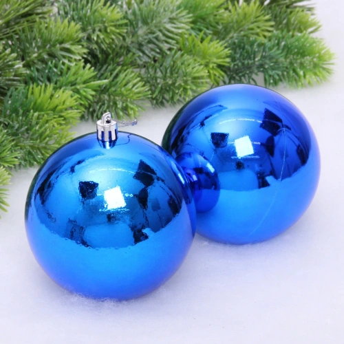 Новогодние шары 10 см (набор 2 шт) "Глянец", синий