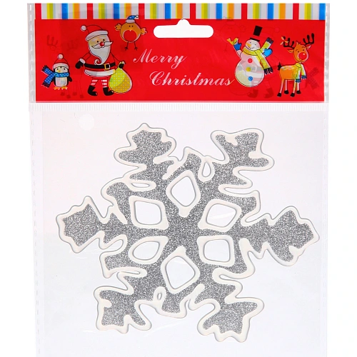 Наклейка  "Перламутровая  снежинка" 15*20, серебро