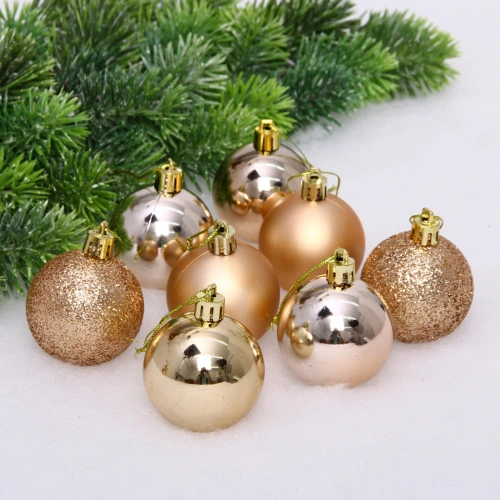 Новогодние шары 5 см (набор 24 шт) "Микс фактур", шампань