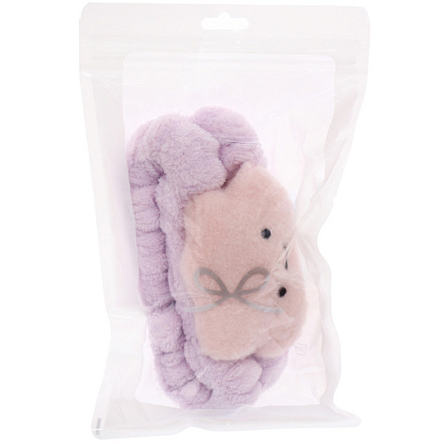 Повязка на голову косметическая ДАЙМОНД РУШ, облачко, цвет сиреневый, пудровый, небесный и серый, 2055см (ZIP пакет)_6