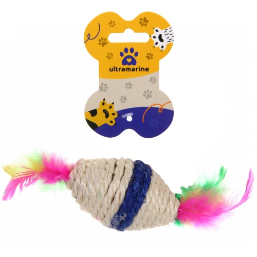 Игрушка для кошек "ИГРУЛИК", с перышками, 15см (блистер)