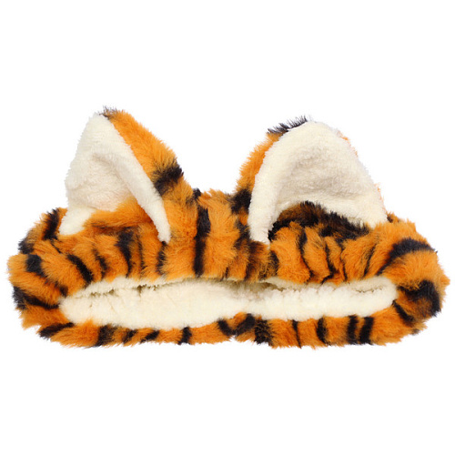 Повязка на голову косметическая ДАЙМОНД РУШ, тигрица, цвет серый и коричневый, 2055см (ZIP пакет)_3