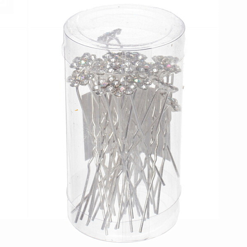 Шпильки для волос в тубе 20шт Hair Beauty, цветочек, цвет как на фото, d-1см_4