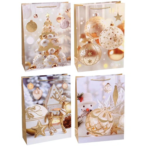 Пакет подарочный "Новогодние украшения" 41.5*32*12 см, микс