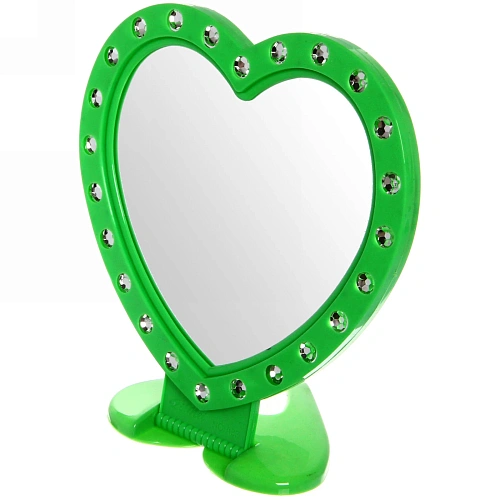 Зеркало настольное в пластиковой оправе Белые выемки сердце, подвесное 1514,5см_4