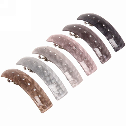 Заколка автомат Lady Collection - Стразики, прямоуг, 6 цветов, 102,5см (Кокетка)_2