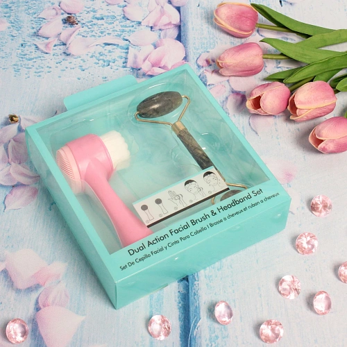 Набор косметический Beauty Bar, Gua sha и щетка для умывания, цвет зеленый,16,516,5см_12