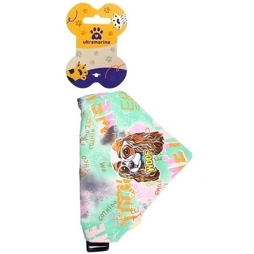 Ошейник с банданой и колокольчиком для кошек и собак мелких пород Стильный БРО, цвет зеленый, рS1611см (лейбл)_6