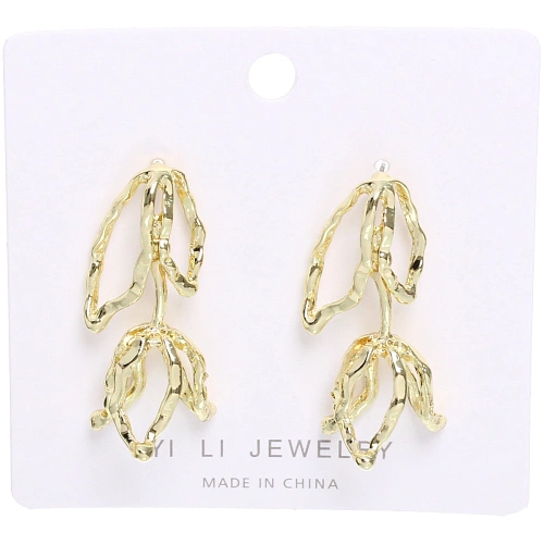 Серьги ЭЛЛОДИ, тюльпаны, цвет золото и серебро, 41,5см_6