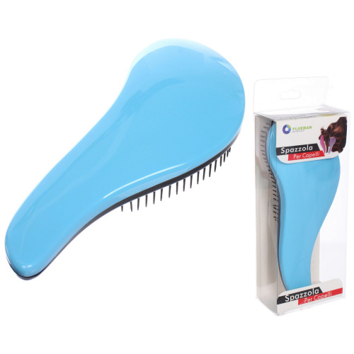 Расческа массажная "Компактная-капля", цвет голубой, в коробке, 18см