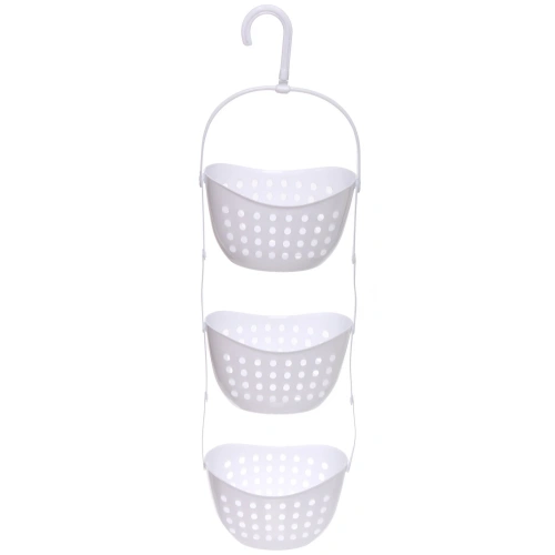 Корзина - органайзер для хранения подвесная "ЛЕНАРО", цвет белый, три секции, 23*16*79см 