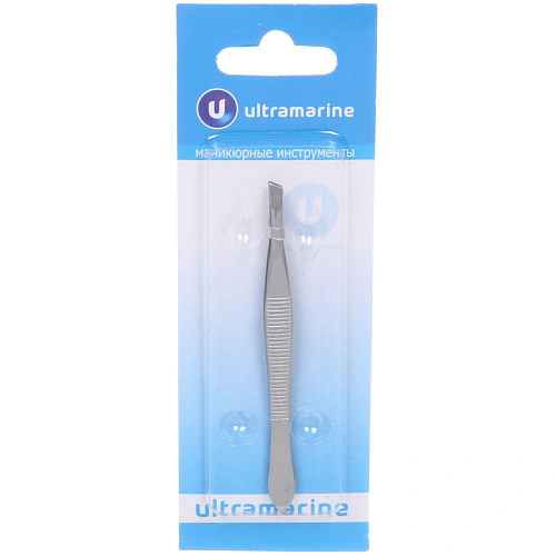 Пинцет для бровей из нержавеющей стали на блистере Ultramarine - Bon Kapriz, скошеный, цвет металл, 9см_4