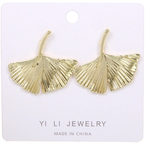 Серьги ЭЛЛОДИ, листики, цвет золото и серебро, 2,82,5см_6