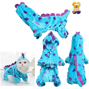 Комбинезон зимний для мелких и средних пород собак "DOG DINO", цвет голубой, размер М