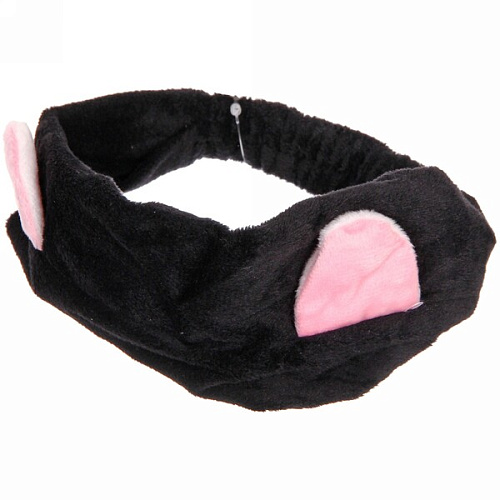 Повязка банная на волосы Кошечка, цвет черный_3