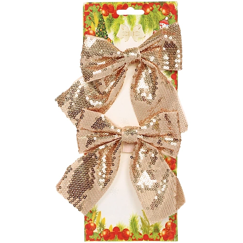 Бант на ёлку Блеск 1214 см (набор 2 шт), Розовое золото_5