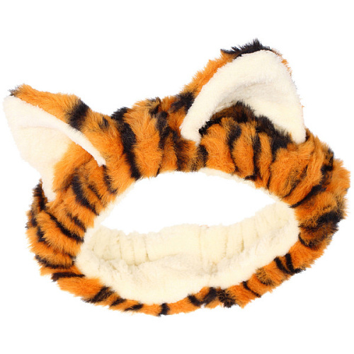 Повязка на голову косметическая ДАЙМОНД РУШ, тигрица, цвет серый и коричневый, 2055см (ZIP пакет)_10