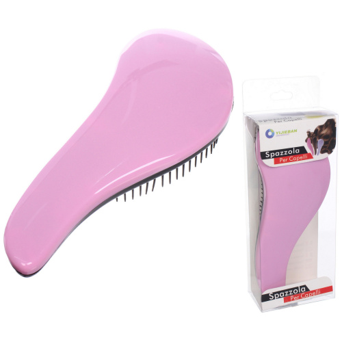 Расческа массажная "Компактная-капля", цвет розовый, в коробке, 18см