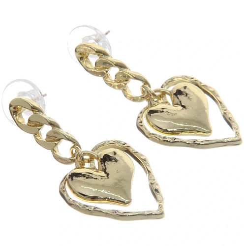 Серьги ЭЛЛОДИ, сердечки, цвет золото и серебро, 42см_6