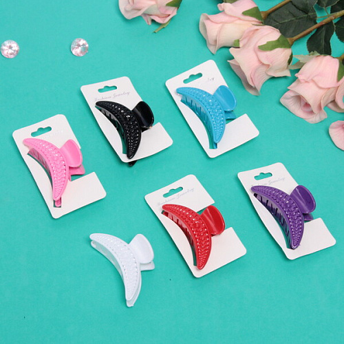 Заколка-краб для волос на блистере Diana Collection - Lana, микс 6 цветов, 75см _3