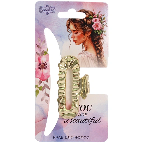 Заколка-краб для волос AKS - DesignPRO, овал, цвет золото и хром, 52,3см_6