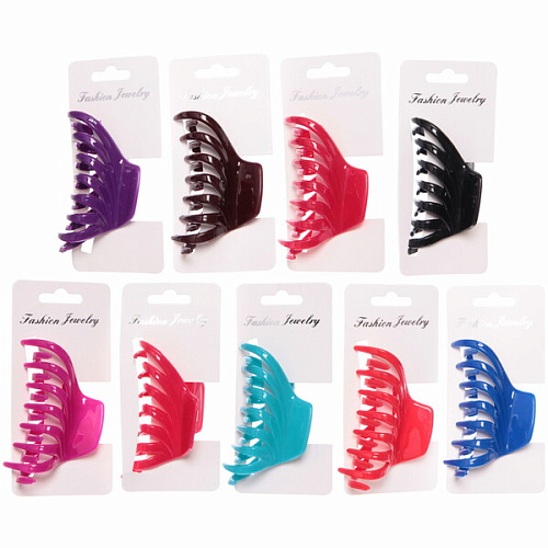 Заколка-краб для волос на блистере Diana Collection - Mila, микс 6 цветов, 8см _5