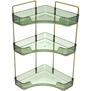 Полка для ванны угловая тройная "Фреш"зеленая 25,7х44,5х25,7см