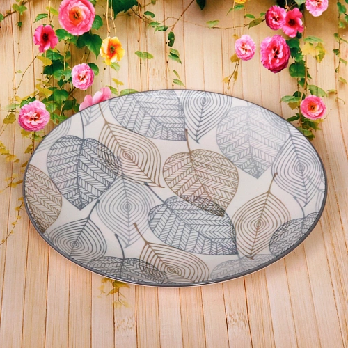 Тарелка керамическая Эдельвейс 202см, кофейно-синяя_3