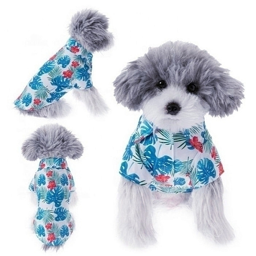 Рубашка для собак и кошек малых и средних пород СТИЛЬНЫЙ БРО, принт пальмовые листья, размер XL, (лейбл)_7