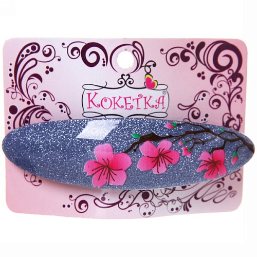 Заколка автомат Lady Collection - Сакура, овал, 6 цветов, 92,5см (Кокетка)_15