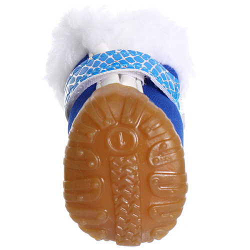 Ботинки зимние для животных МОДНЫЙ БРО, на липучке, цвет синий, размер 1, 4см_5