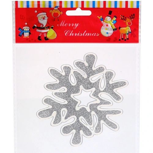 Наклейка  "Серебрянная снежинка" 15*20, серебро