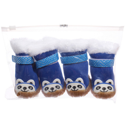 Ботинки зимние для животных МОДНЫЙ БРО, на липучке, цвет синий, размер 5, 6см_7