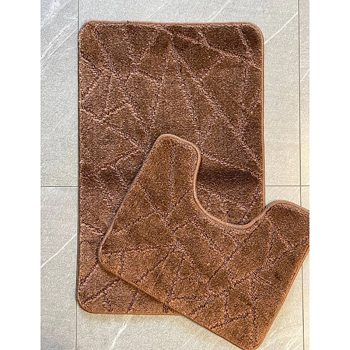 Комплект ковриков для ванной и туалета My Crystal ГЕОМЕТРИЯ Мозайка 50*80 и 40*50 тёмно-коричневый 